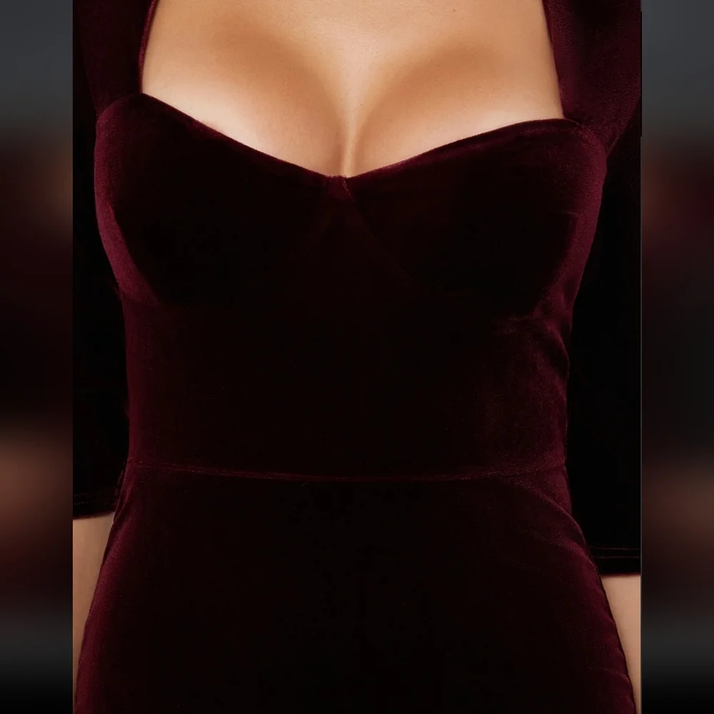 Nwt Killstar Velvet Long Sleeve Dress in Deep Burgundy - Picture 4 of 6